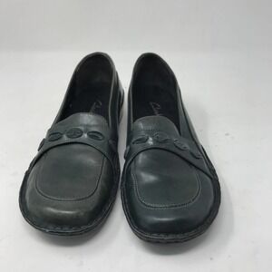 Clarks Leather Slip On Flats, Womans 8M